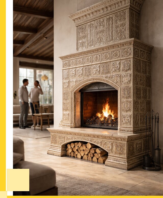 Купить изразцовый камин в Элисте от 258900 р. | ЭриданЭлс