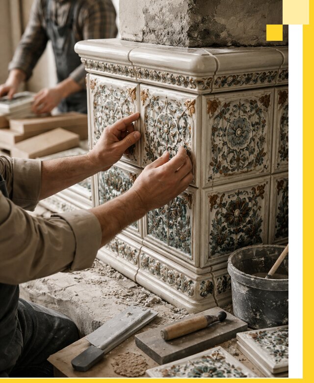 Изразцовые камины под ключ в Элисте: проект и монтаж