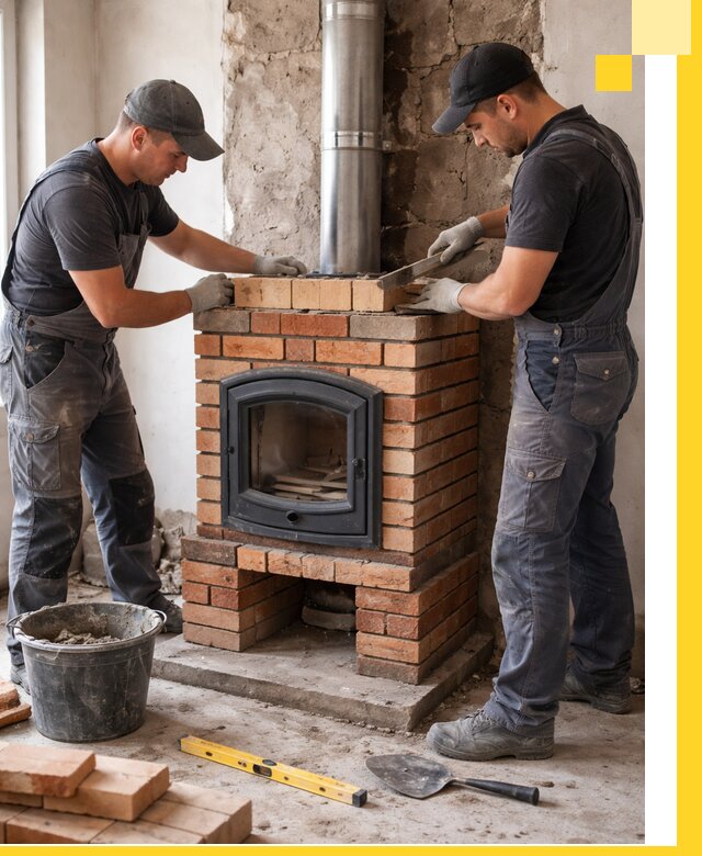 Монтаж печи камина под ключ в Элисте с гарантией и пусконаладкой