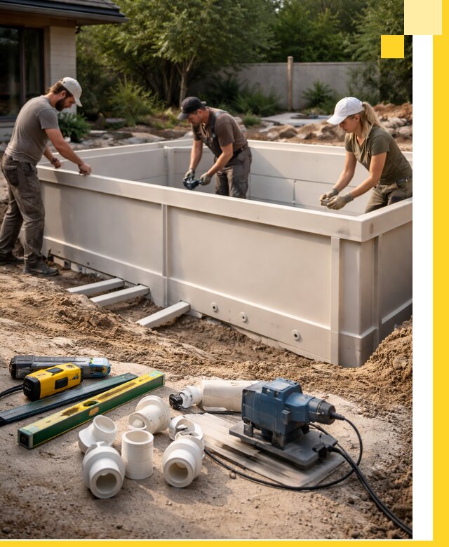 Установка полипропиленовых бассейнов под ключ в Элисте