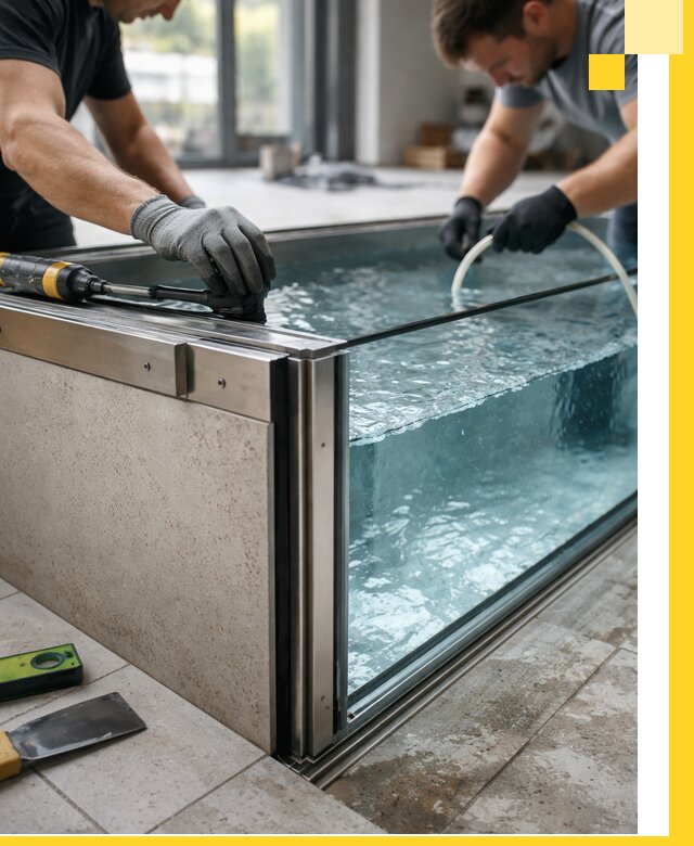 Проектирование и монтаж стеклянных бассейнов в Элисте