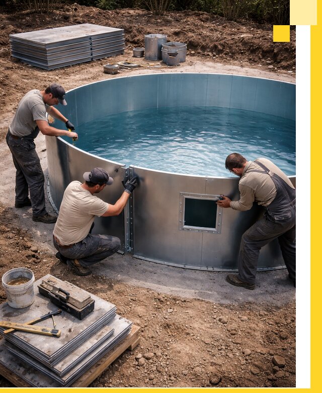 Круглые бассейны под ключ в Элисте проектирование и монтаж