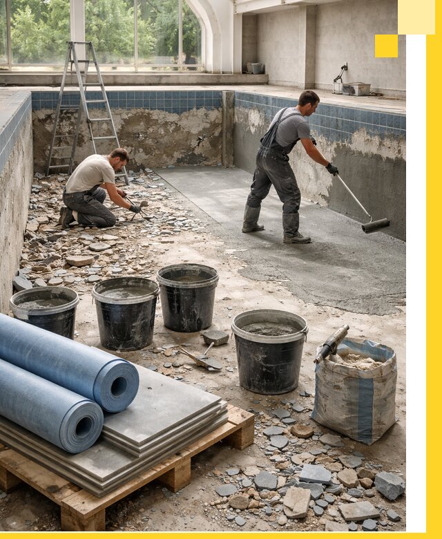 Реконструкция бассейнов в Элисте: ремонт, гидроизоляция