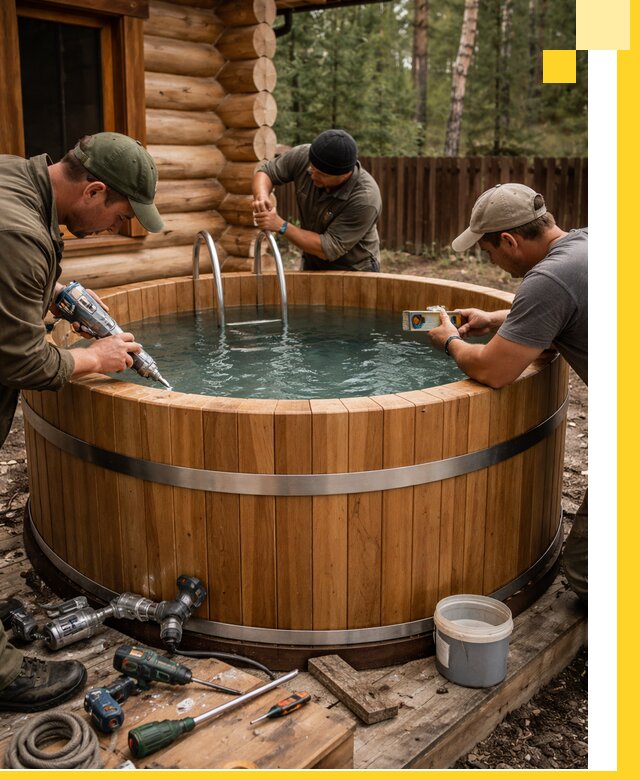 Строительство бань с купелью под ключ и отделкой в Элисте