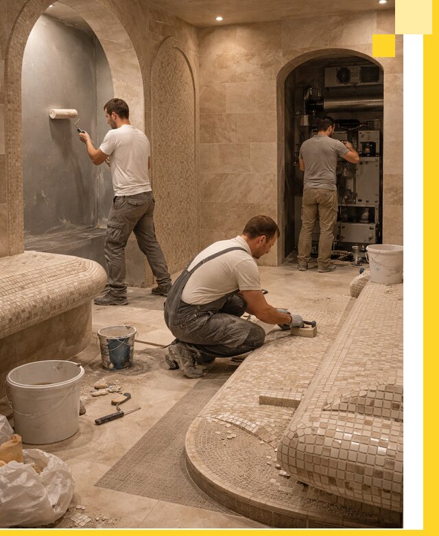 Строительство бани с хамамом и бассейном под ключ в Элисте