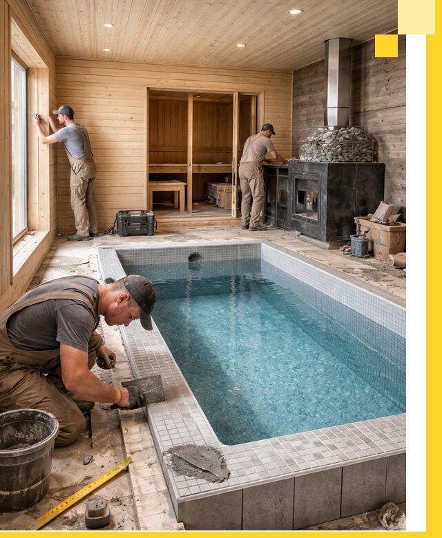 Проект бани с бассейном и сауной в Элисте под ключ