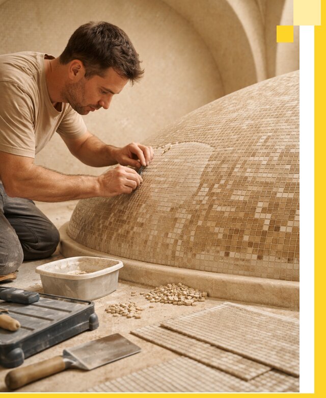 Профессиональная укладка мозаики для хамама под ключ в Элисте